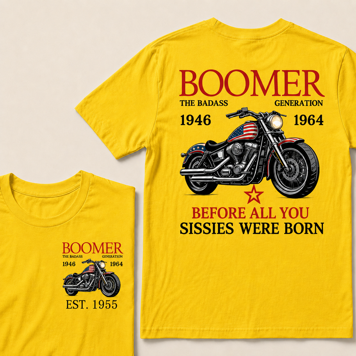 Boomer The Badass Generation Motorcycle rider Custom EST.Year T-shirt