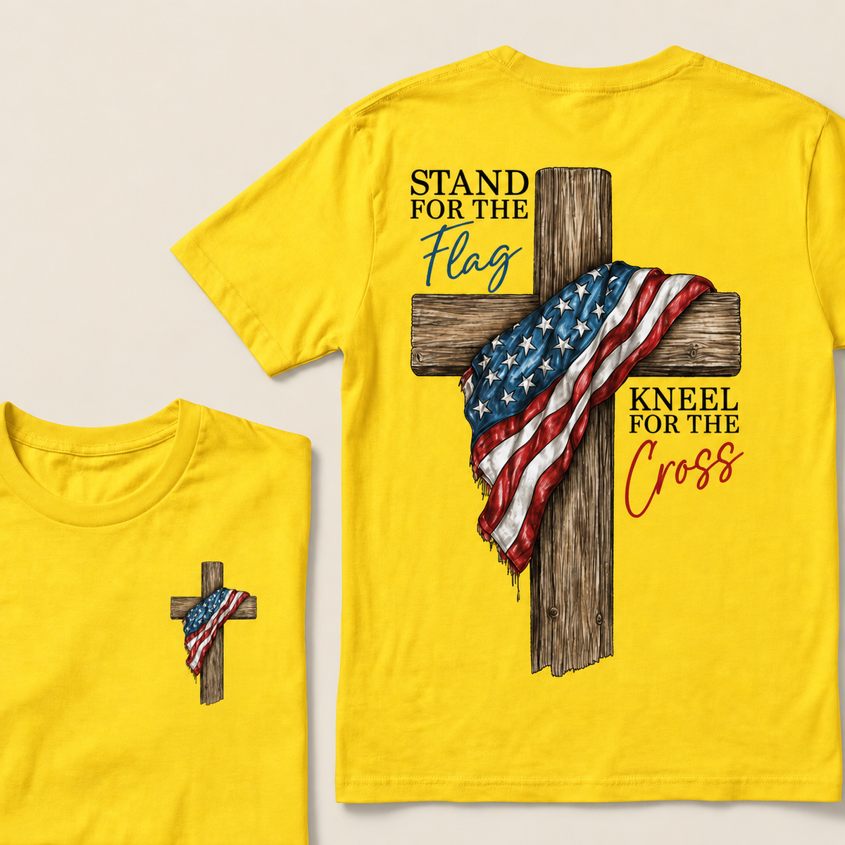 STAND FOR THE FLAG and KNEEL FOR THE CROSS T-Shirt