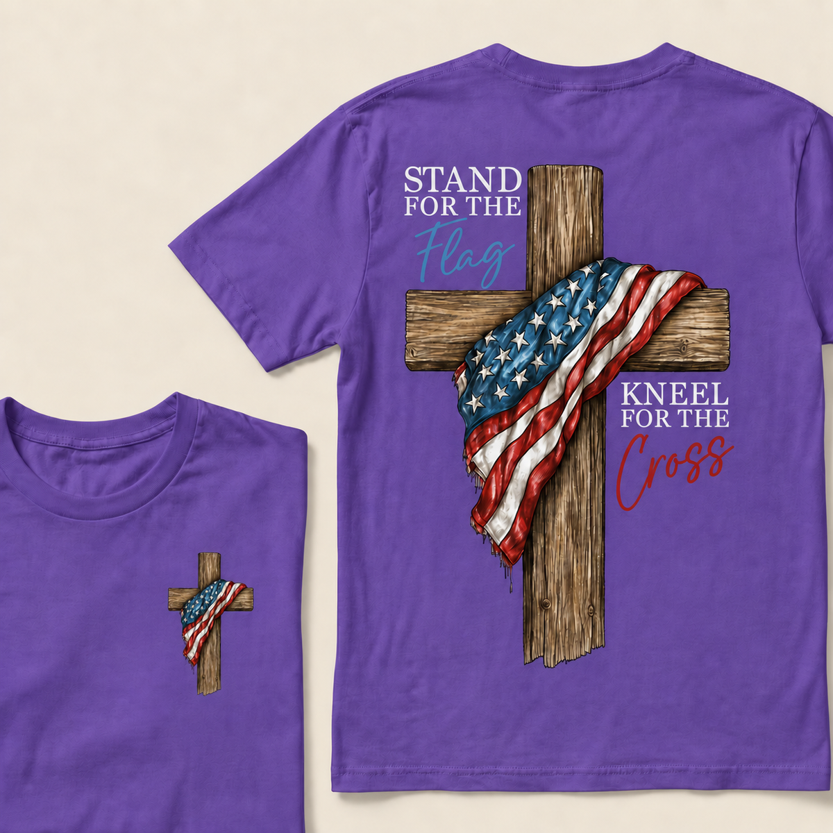 STAND FOR THE FLAG and KNEEL FOR THE CROSS T-Shirt