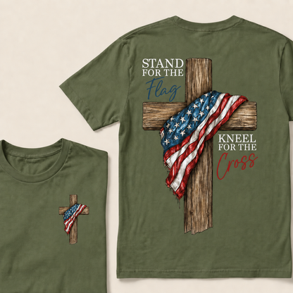 STAND FOR THE FLAG and KNEEL FOR THE CROSS T-Shirt