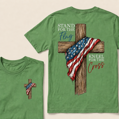 STAND FOR THE FLAG and KNEEL FOR THE CROSS T-Shirt
